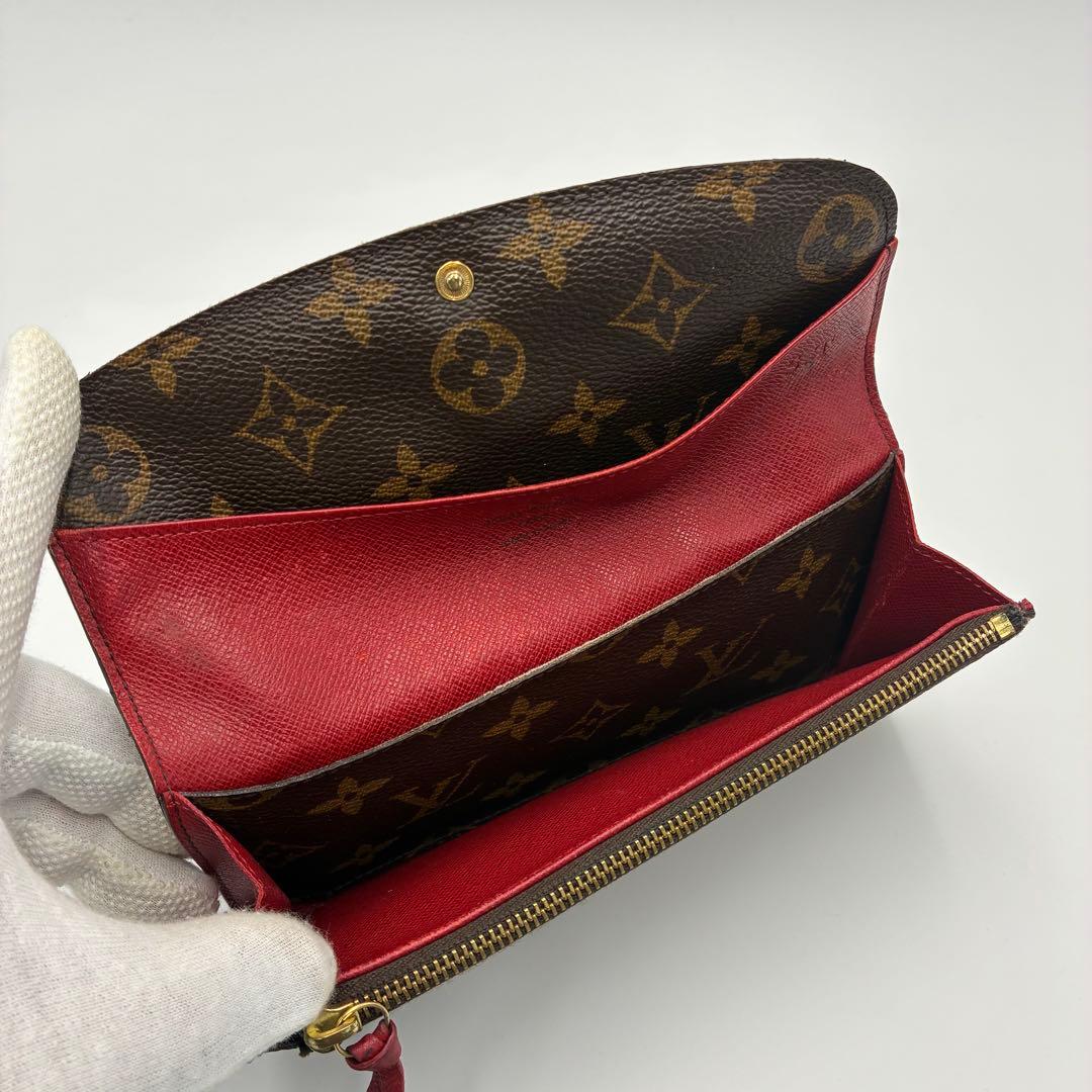 ルイヴィトン　ポルトフォイユエミリー　モノグラム 長財布　レッド