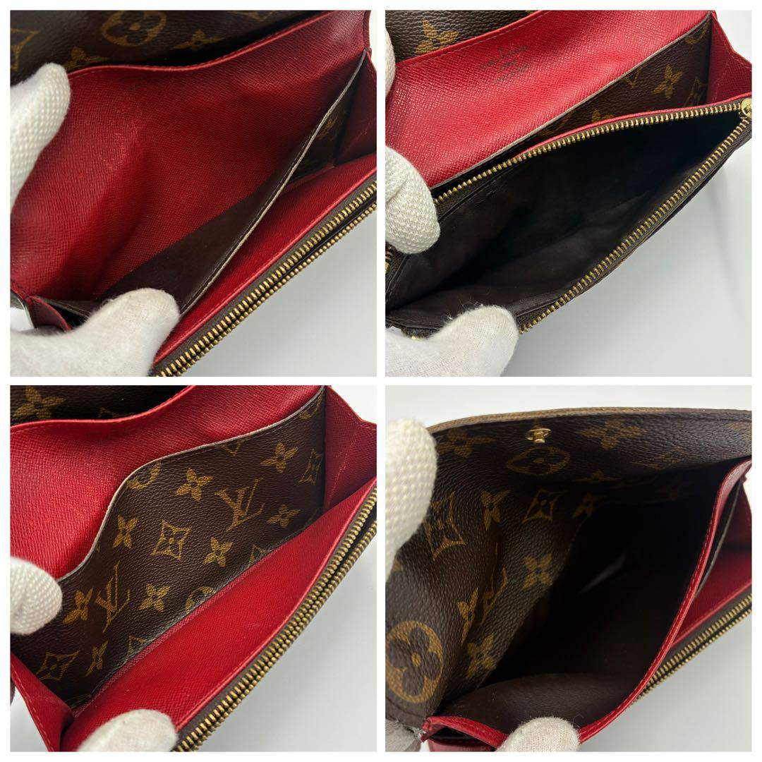 ルイヴィトン　ポルトフォイユエミリー　モノグラム 長財布　レッド