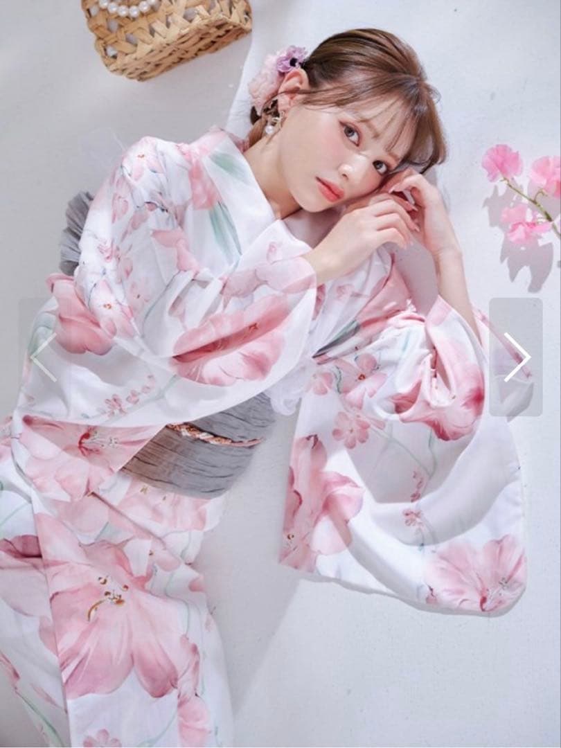 sugar nine ニュアンスピンク水彩朝顔浴衣