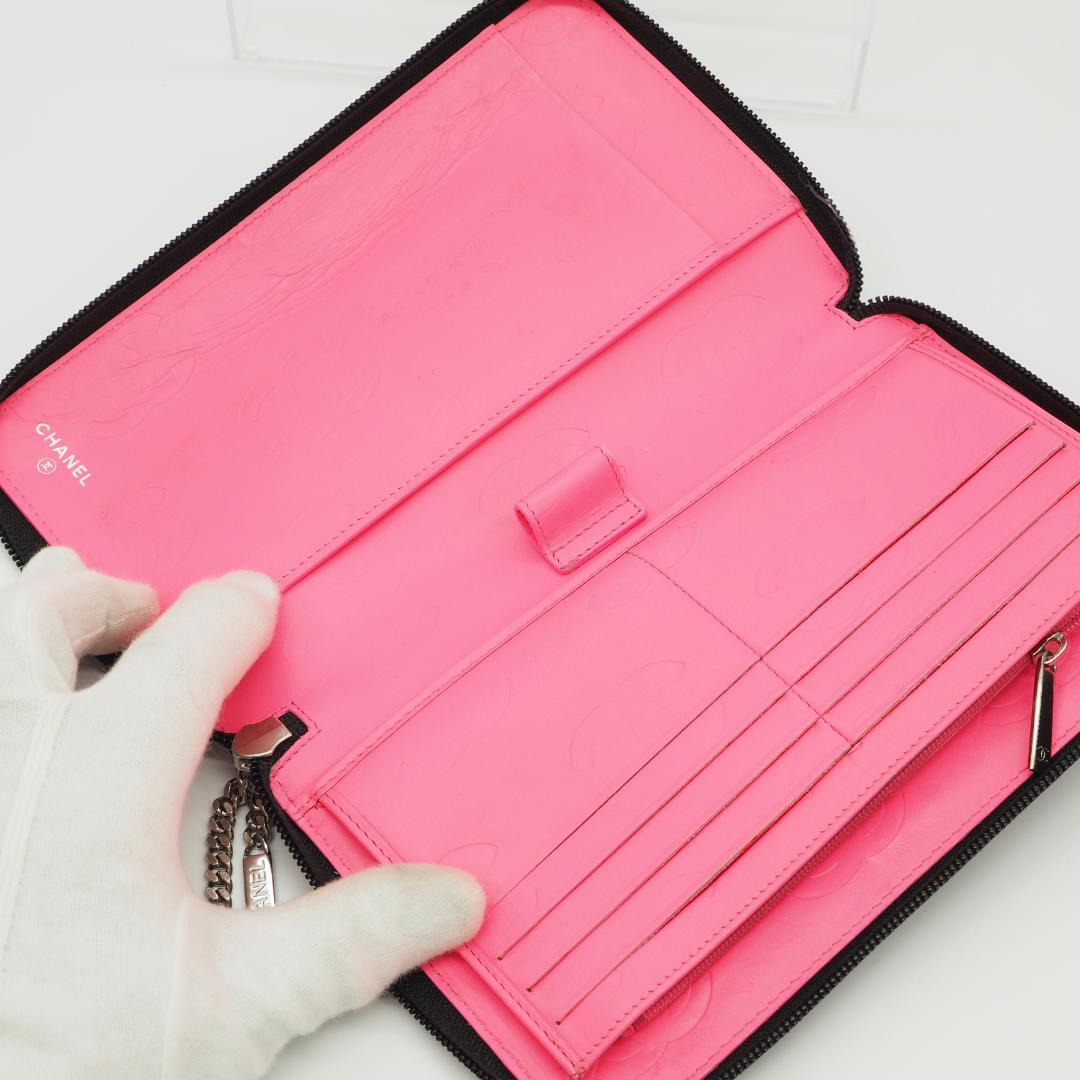 【美品】CHANEL カンボンライン ラウンドファスナー オーガナイザー