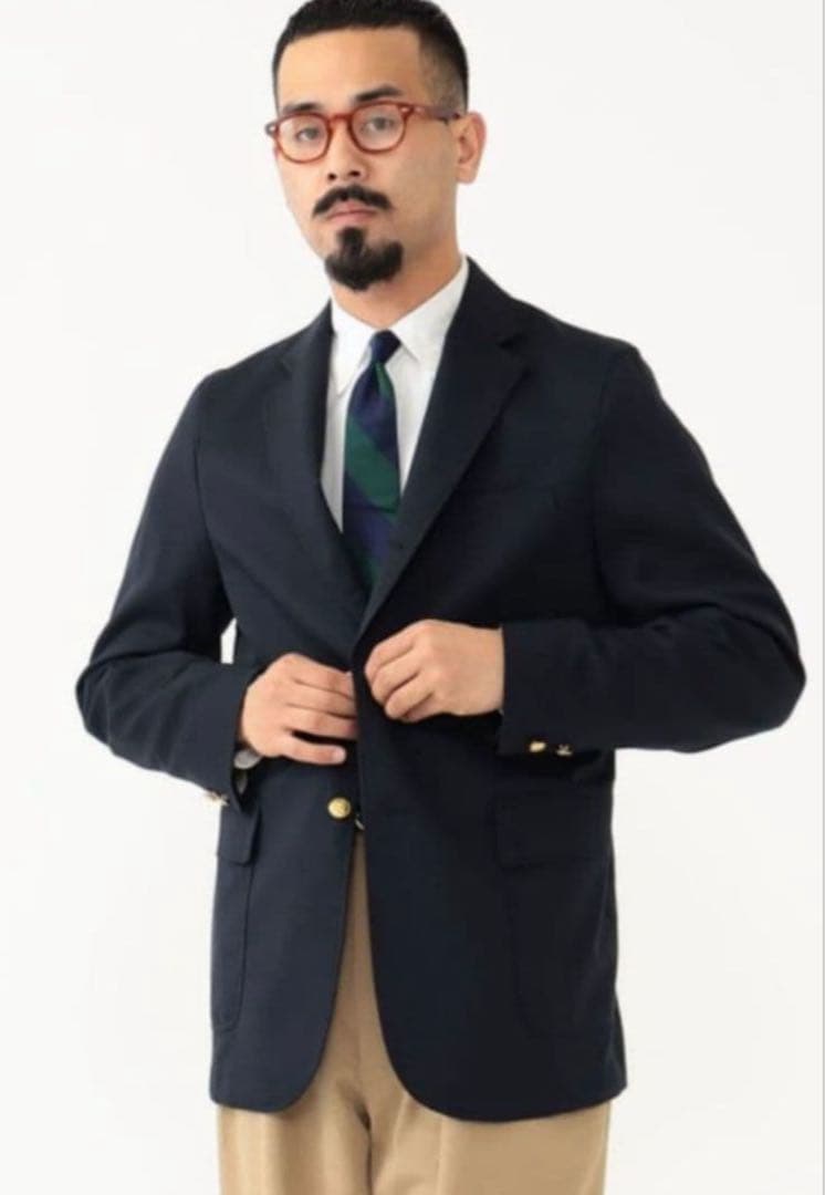 【美品】BEAMS＋（ビームスプラス）コンバットウール　紺ブレ　Lサイズ