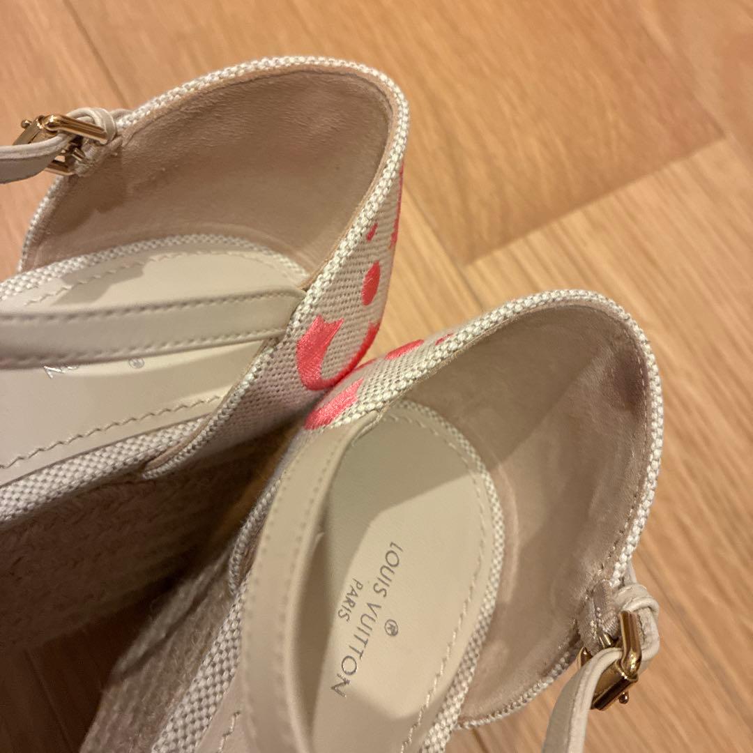 Louis Vuitton ウェッジソールサンダル ベージュ・ピンク