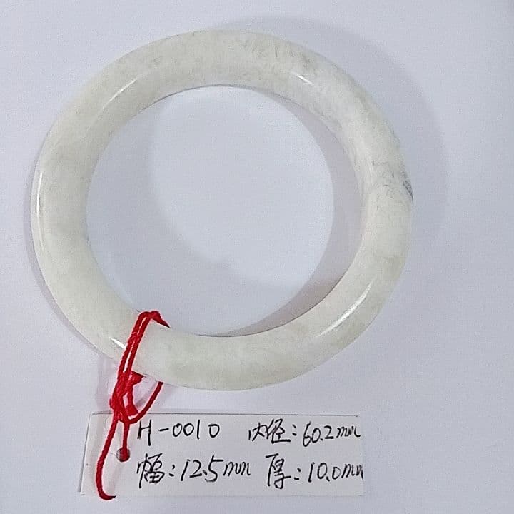 ミャンマー産　本翡翠　A貨　ホワイト　浅緑　花柄　漂花　バングル　H-0010