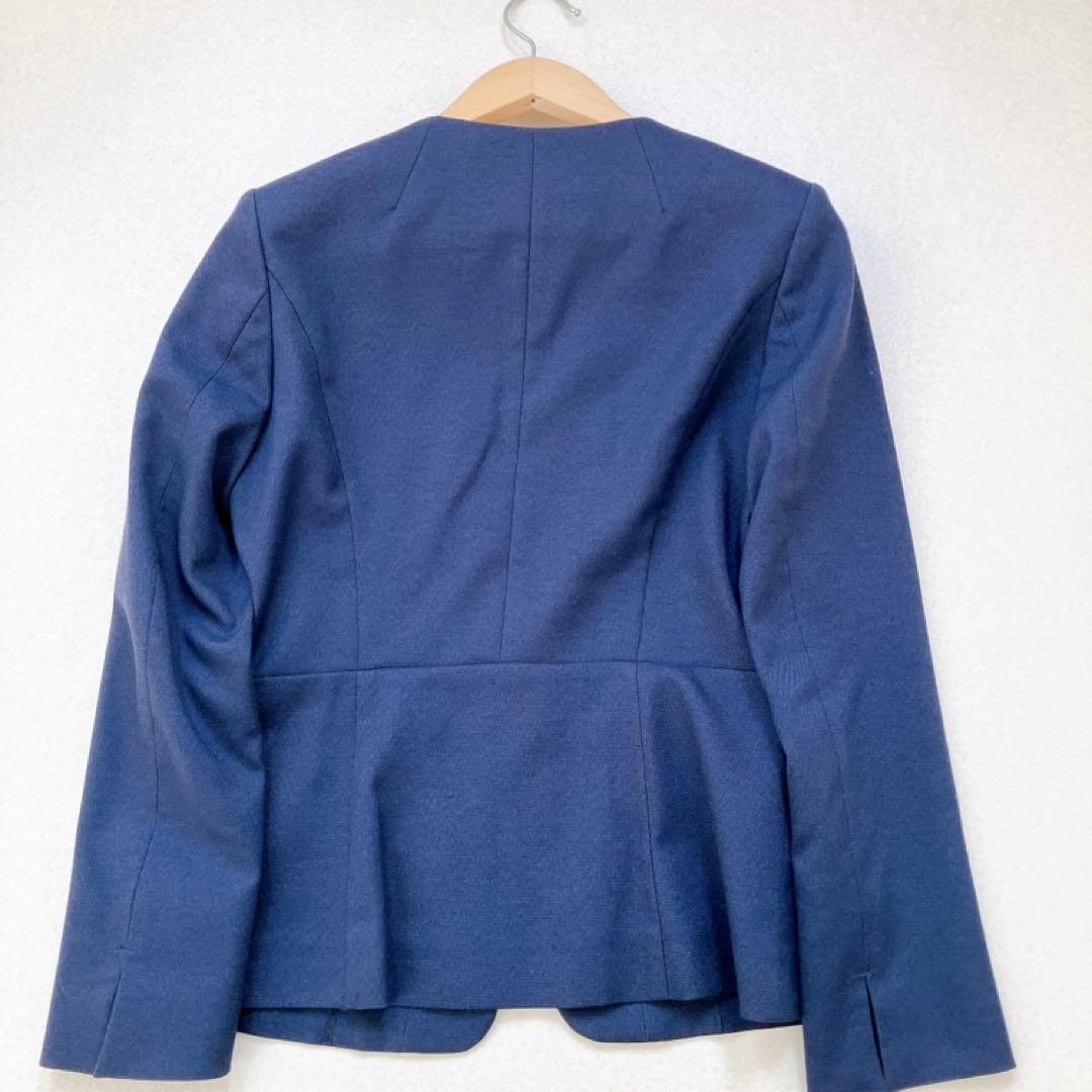 クードシャンス　スカートスーツ　ノーカラー　オフィス　ビジネス　セレモニー　紺