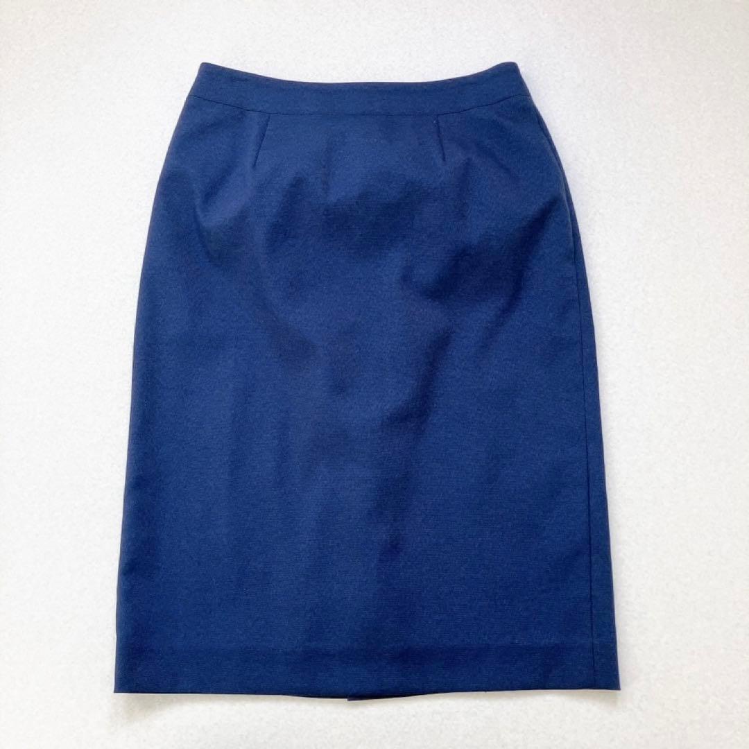 クードシャンス　スカートスーツ　ノーカラー　オフィス　ビジネス　セレモニー　紺