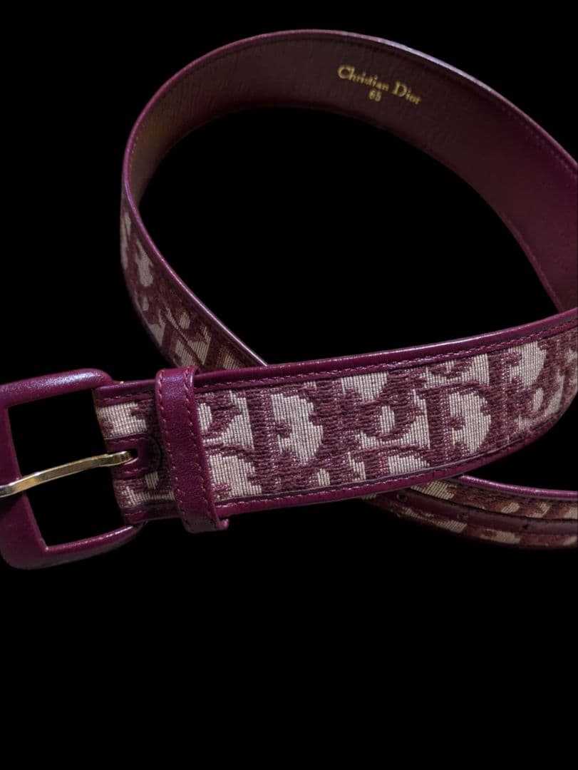 希少 美品 ヴィンテージ ディオール ベルトトロッター ボルドー 総柄