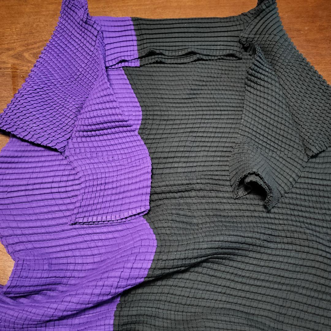 ISSEY MIYAKE バイカラーチュニック 黒/紫