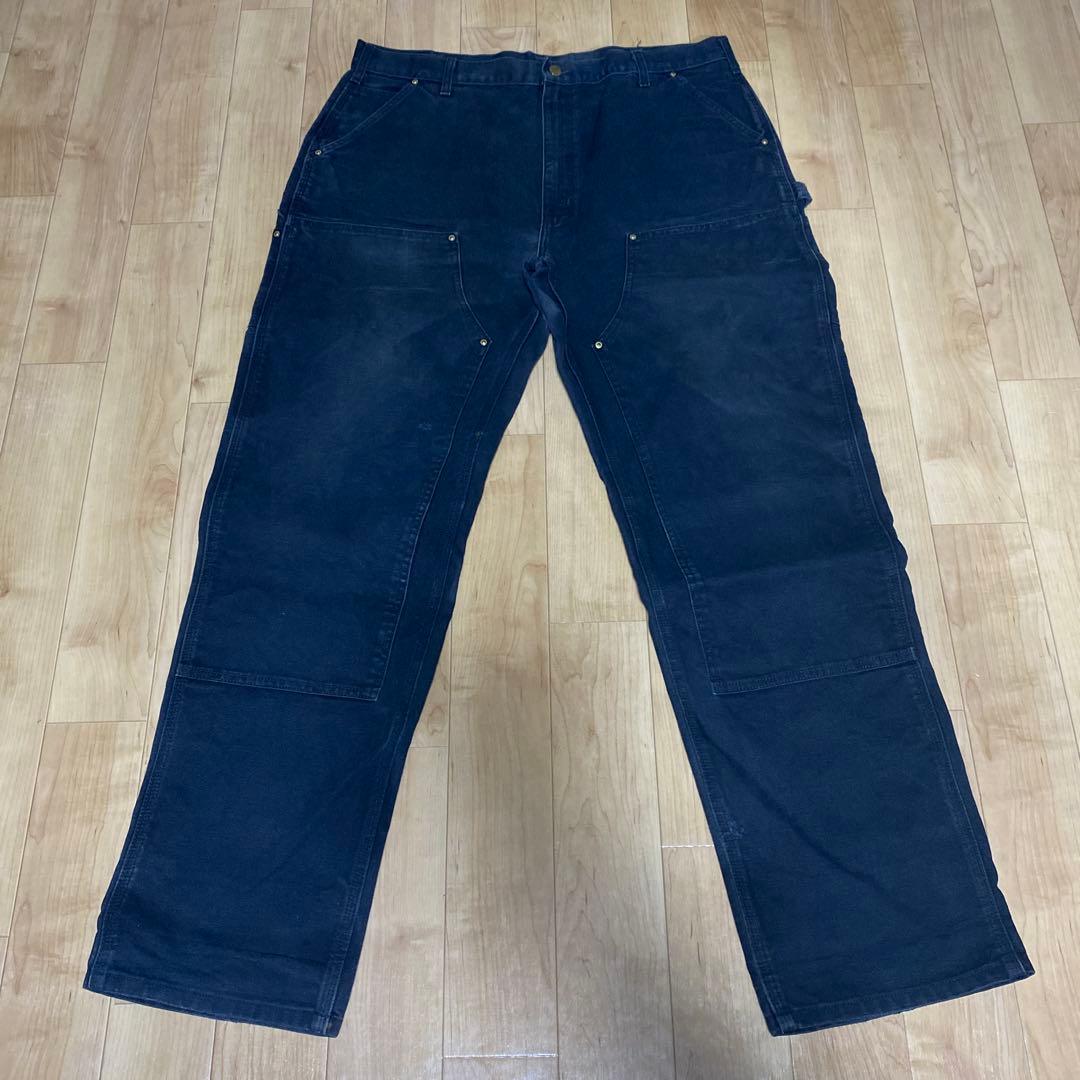 Carhartt ダーク デニムワークパンツ　カーゴパンツ　補強膝付き