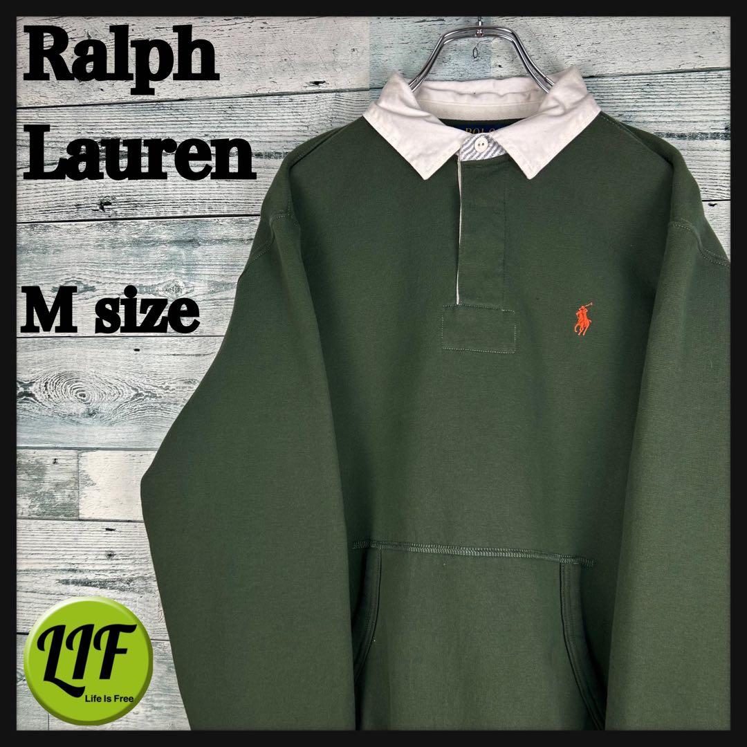 ラルフローレン 刺繍ロゴ 長袖 ラガーシャツ カーキ M 5079