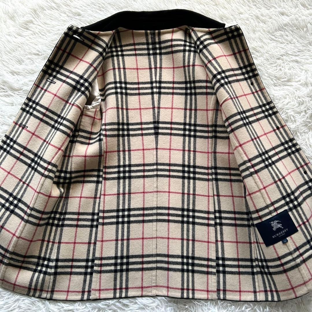 【美品】バーバリーロンドン　ダブルフェイス　ウールコート　カシミヤ混　黒　M相当