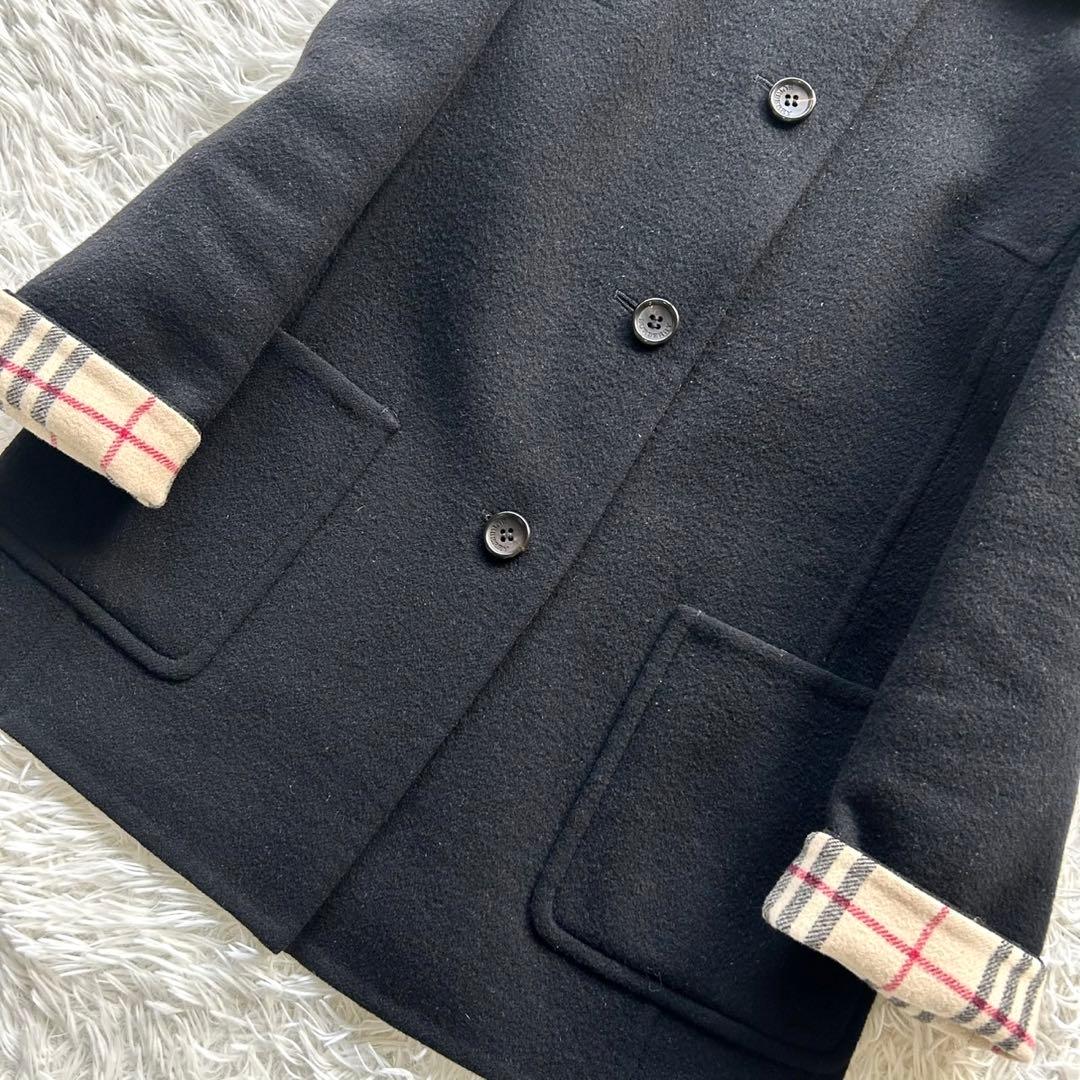 【美品】バーバリーロンドン　ダブルフェイス　ウールコート　カシミヤ混　黒　M相当