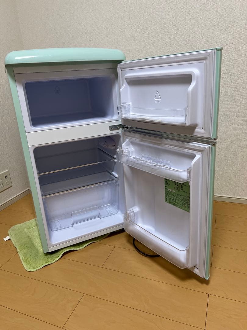 ノンフロン冷凍冷蔵庫 81L PRR-082D ライトグリーン一人暮らし用2ドア