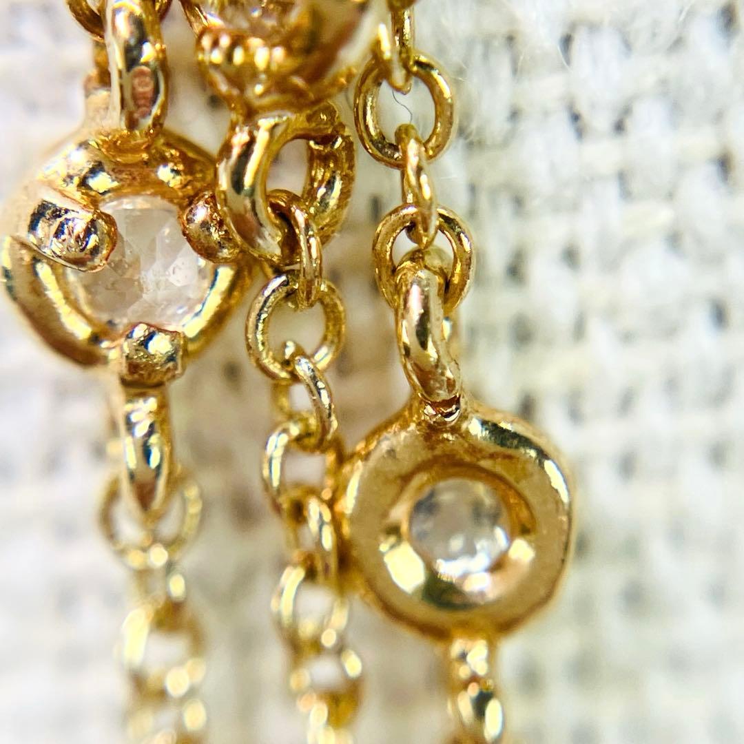 K14YG ダイヤモンド付 フリンジ ペンダントトップD:0.26ct