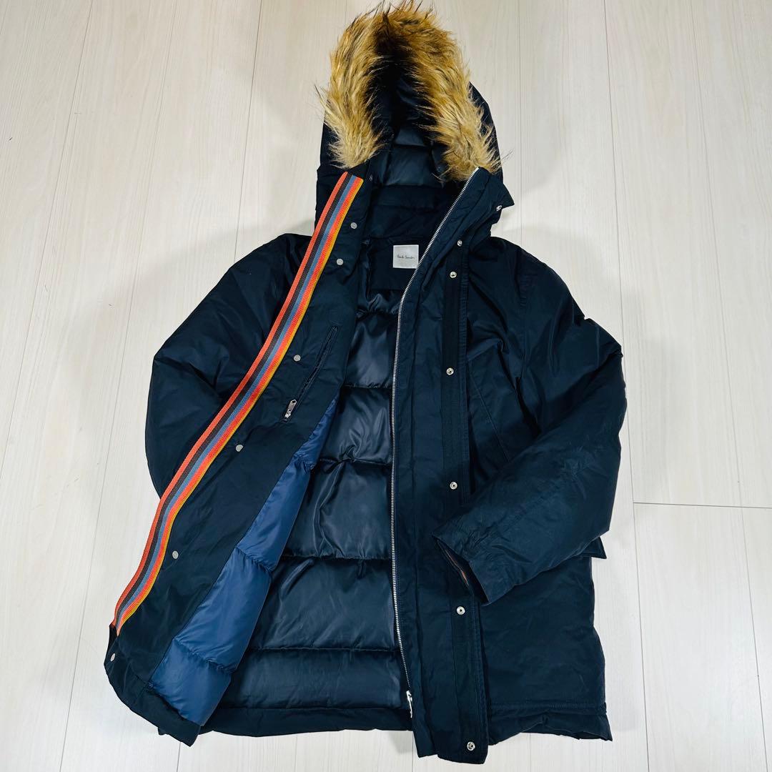 ポールスミス ダウンジャケット コート 現行 マルチストライプ ネイビー　S