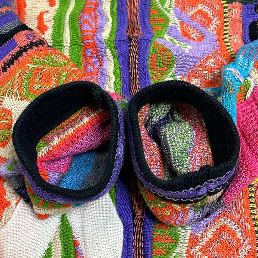 COOGI クージー 3Dニット 縦縞 幾何学模様 マルチカラー L