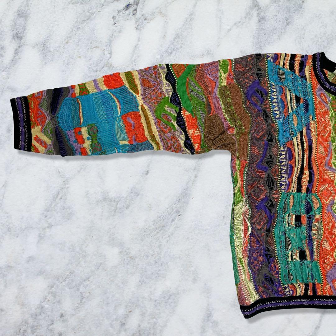 COOGI クージー 3Dニット 縦縞 幾何学模様 マルチカラー L