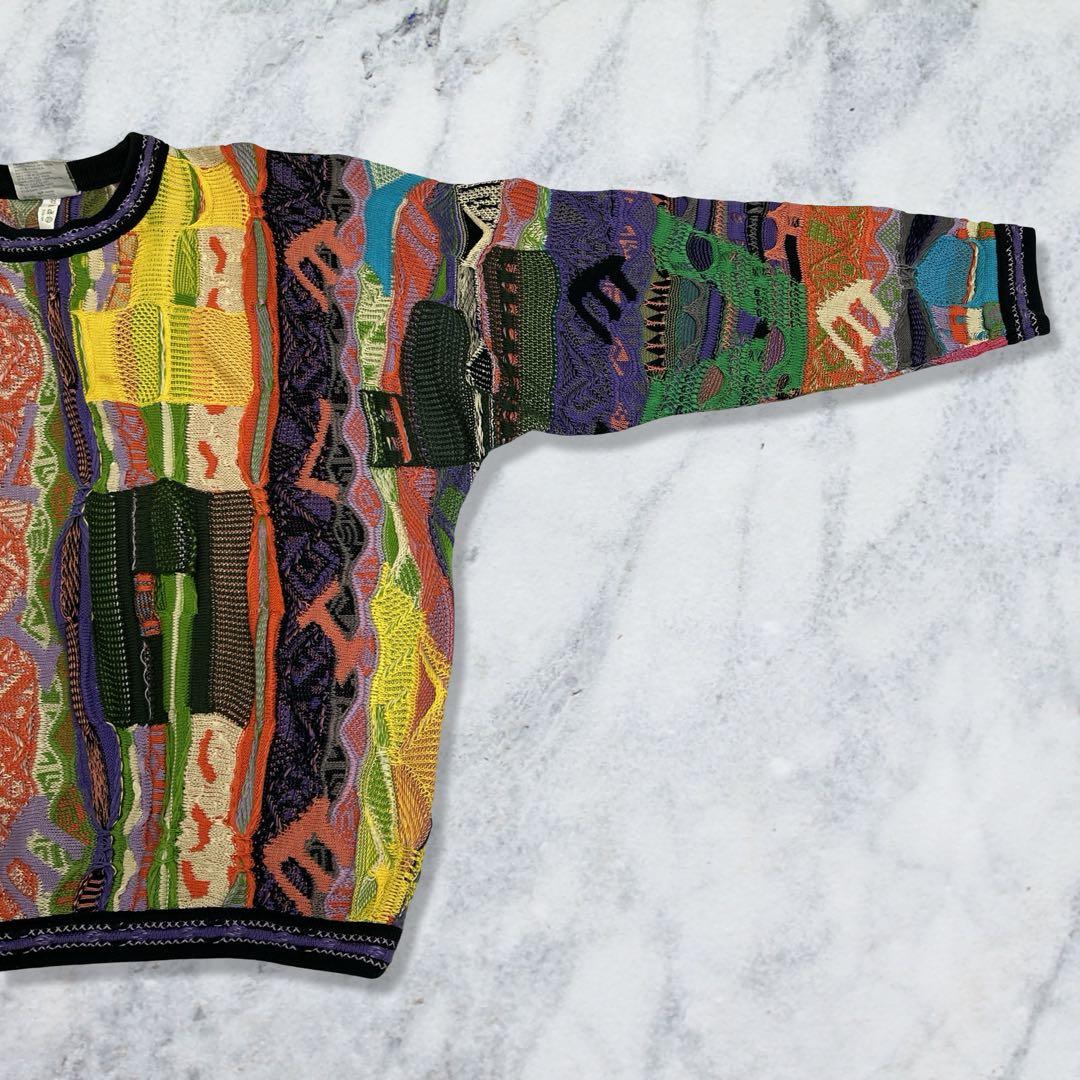COOGI クージー 3Dニット 縦縞 幾何学模様 マルチカラー L