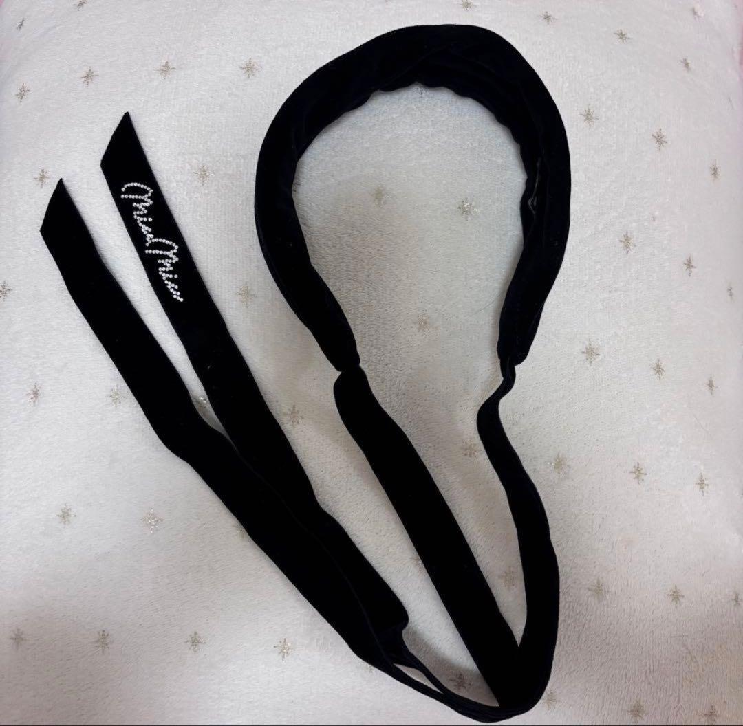 限定セール‼️MIUMIU ベロア カチューシャ ベルベット ロゴ ストーン