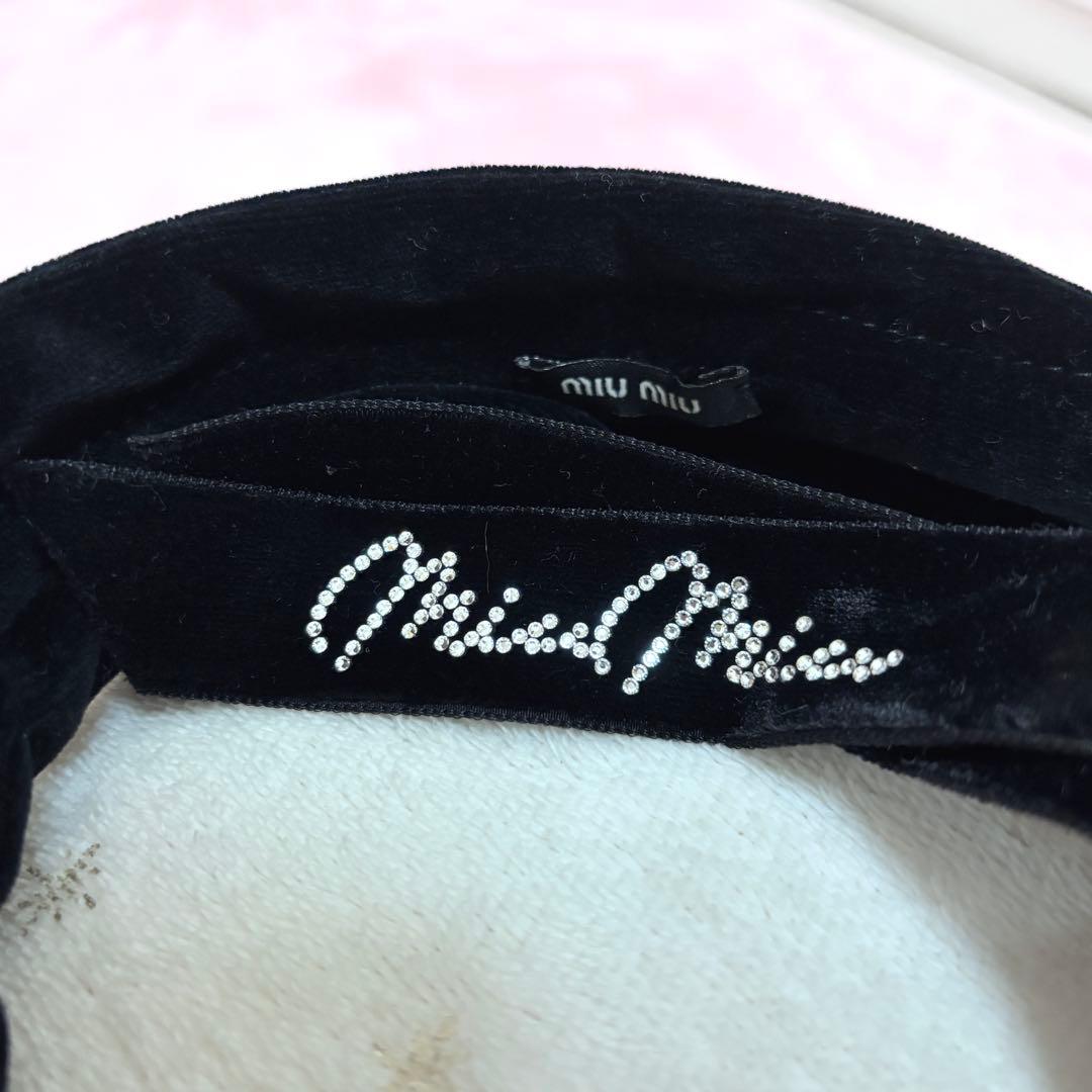 限定セール‼️MIUMIU ベロア カチューシャ ベルベット ロゴ ストーン