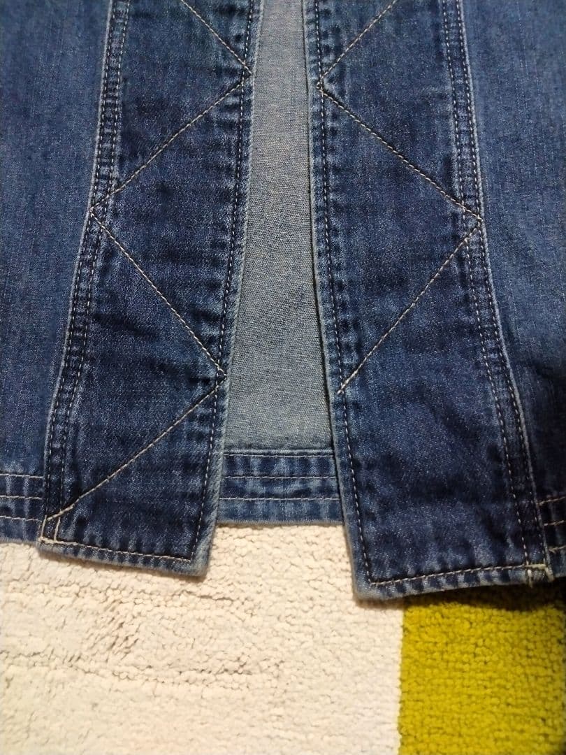 サクです。チャイナボタン デニムコート パッチワーク ビンテージ