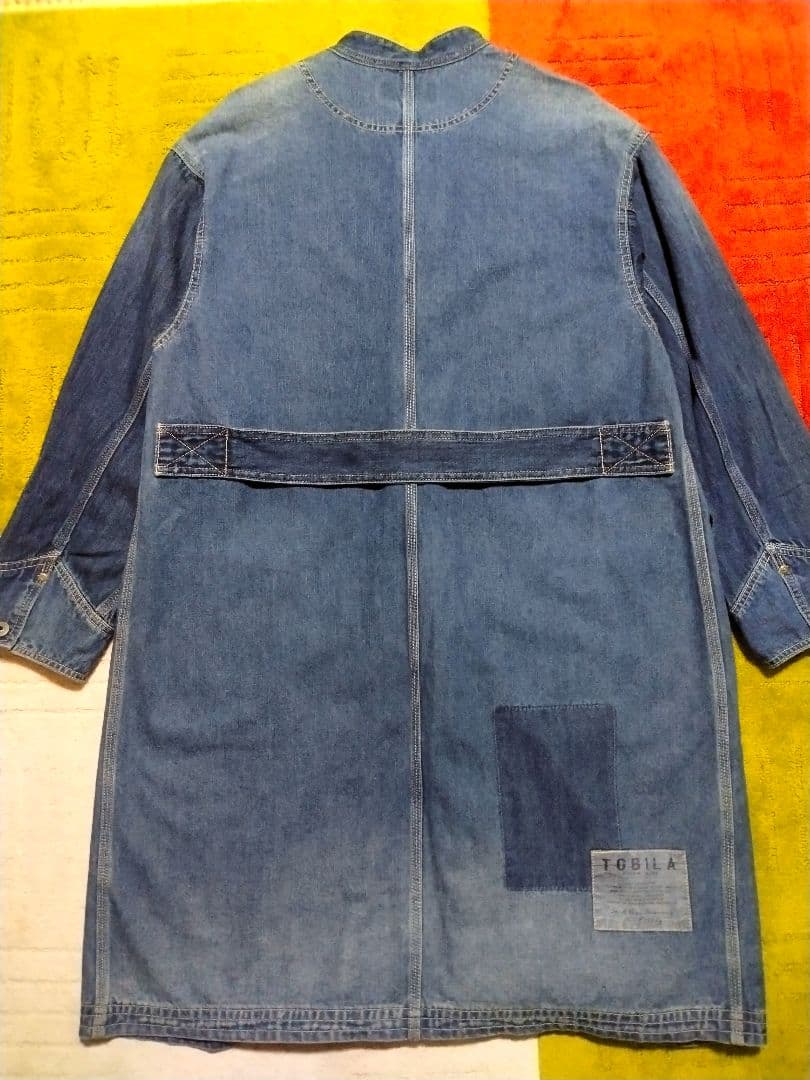 サクです。チャイナボタン デニムコート パッチワーク ビンテージ