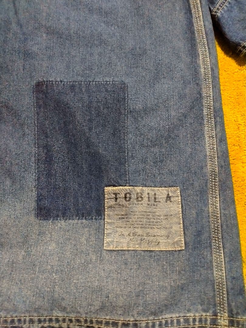 サクです。チャイナボタン デニムコート パッチワーク ビンテージ