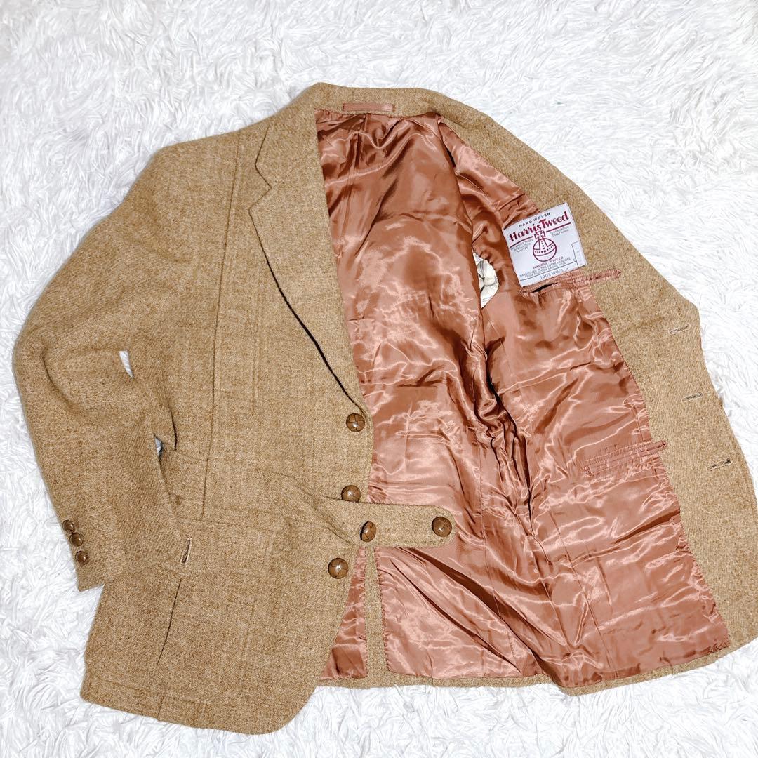 希少 ハリスツイード テーラードジャケット 英国製生地 レディースL〜XL