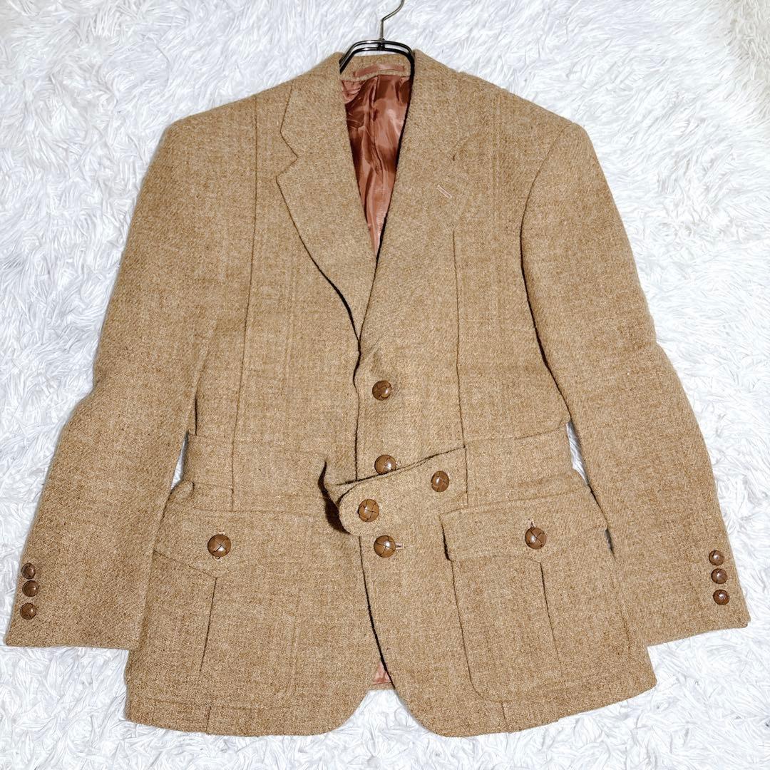 希少 ハリスツイード テーラードジャケット 英国製生地 レディースL〜XL