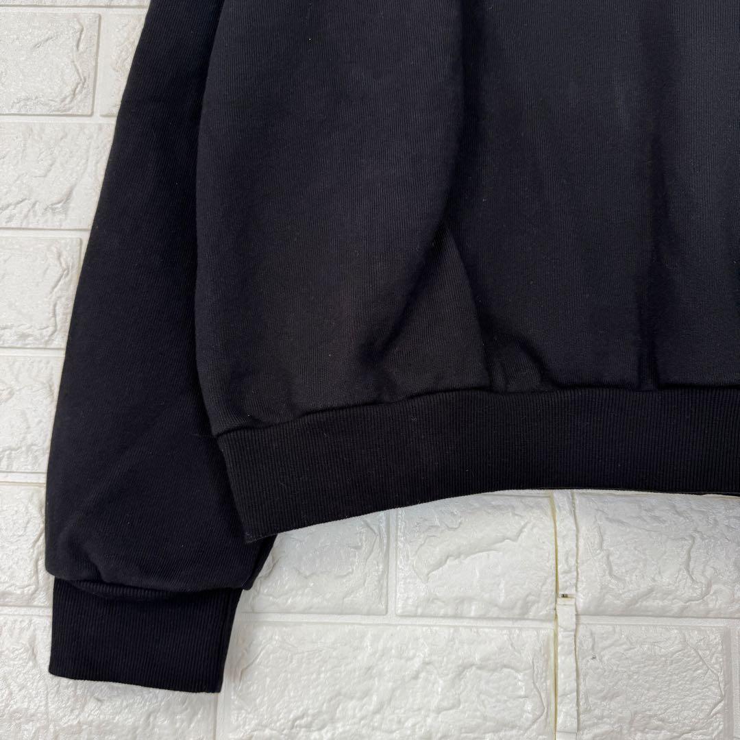 フィールズ【L】黒 長袖スウェット 上杉柊平 ロゴ刺繍 厚手 微ストレッチ 秋冬