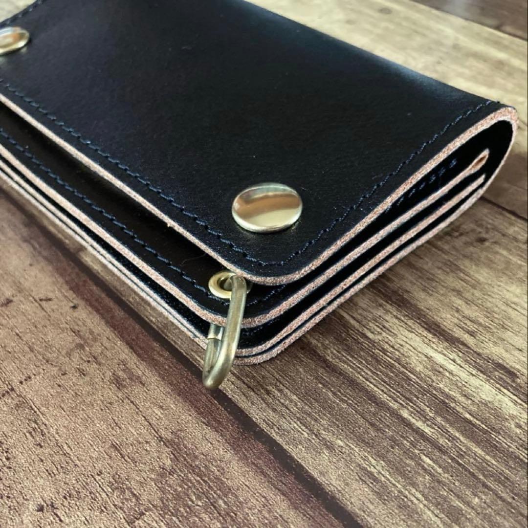 【やかん】ミドルトラッカーウォレット茶芯ブラック【お札を折らずに収納】