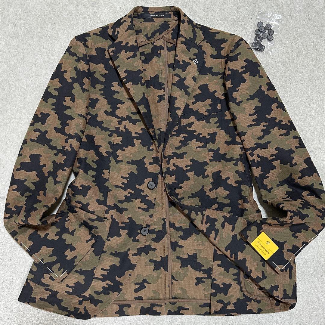 新品・ブートニエール付✨　44(S) 迷彩　タリアトーレ　アンコンジャケット　茶