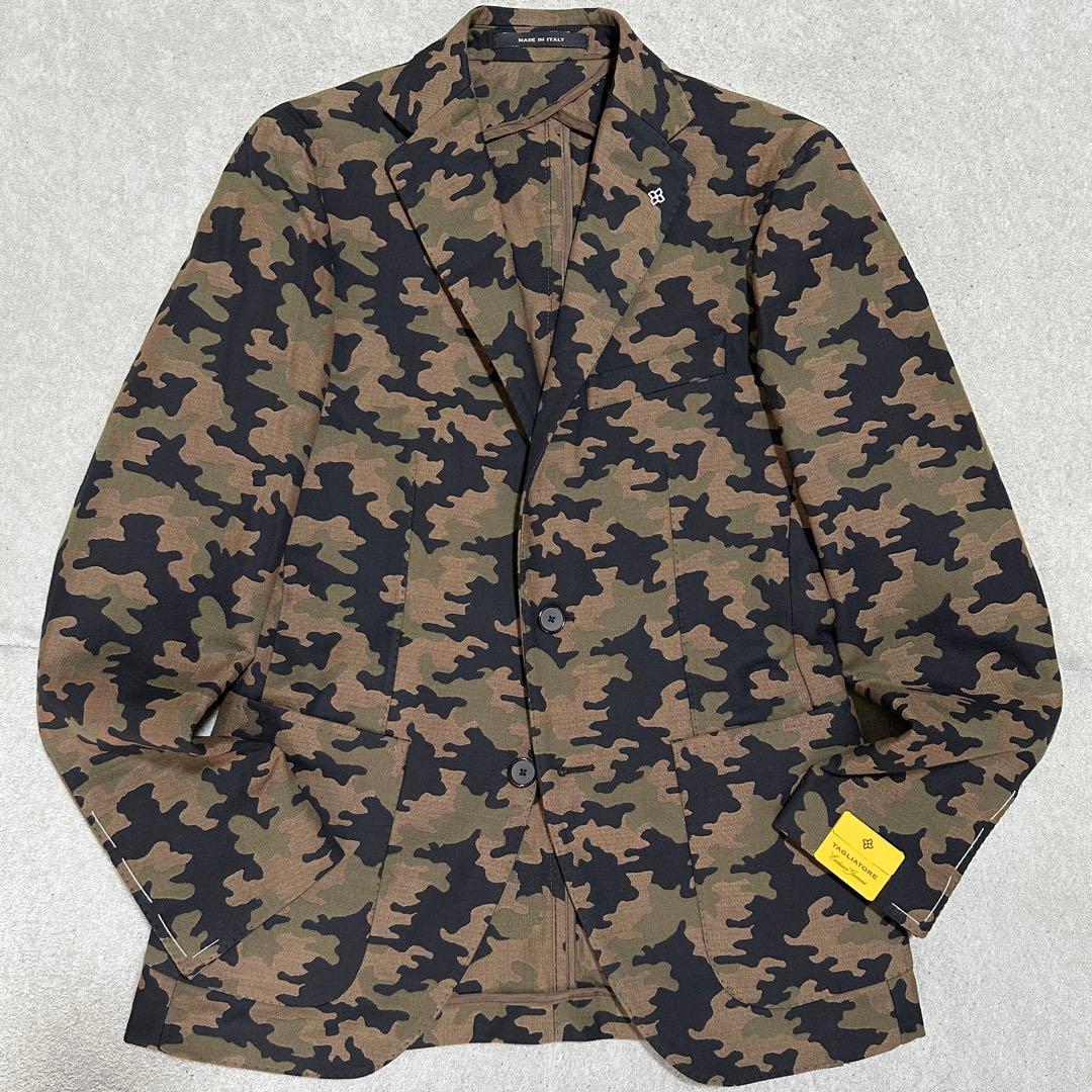 新品・ブートニエール付✨　44(S) 迷彩　タリアトーレ　アンコンジャケット　茶