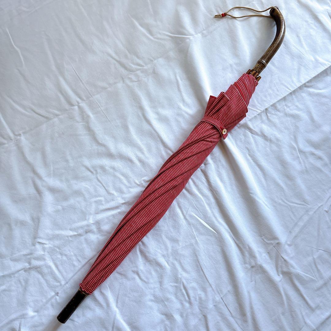 45R 45rpm 日傘 ケース付き ヒッコリー　RED 赤　ストライプ　長傘