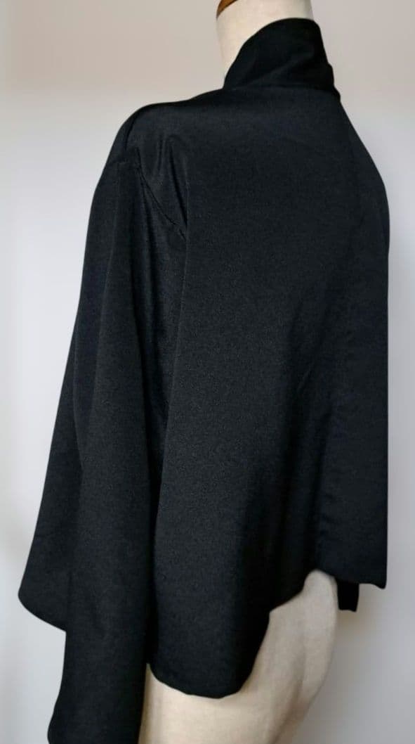 留袖 リメイクボレロ付きロングドレス　鶴と雲模様