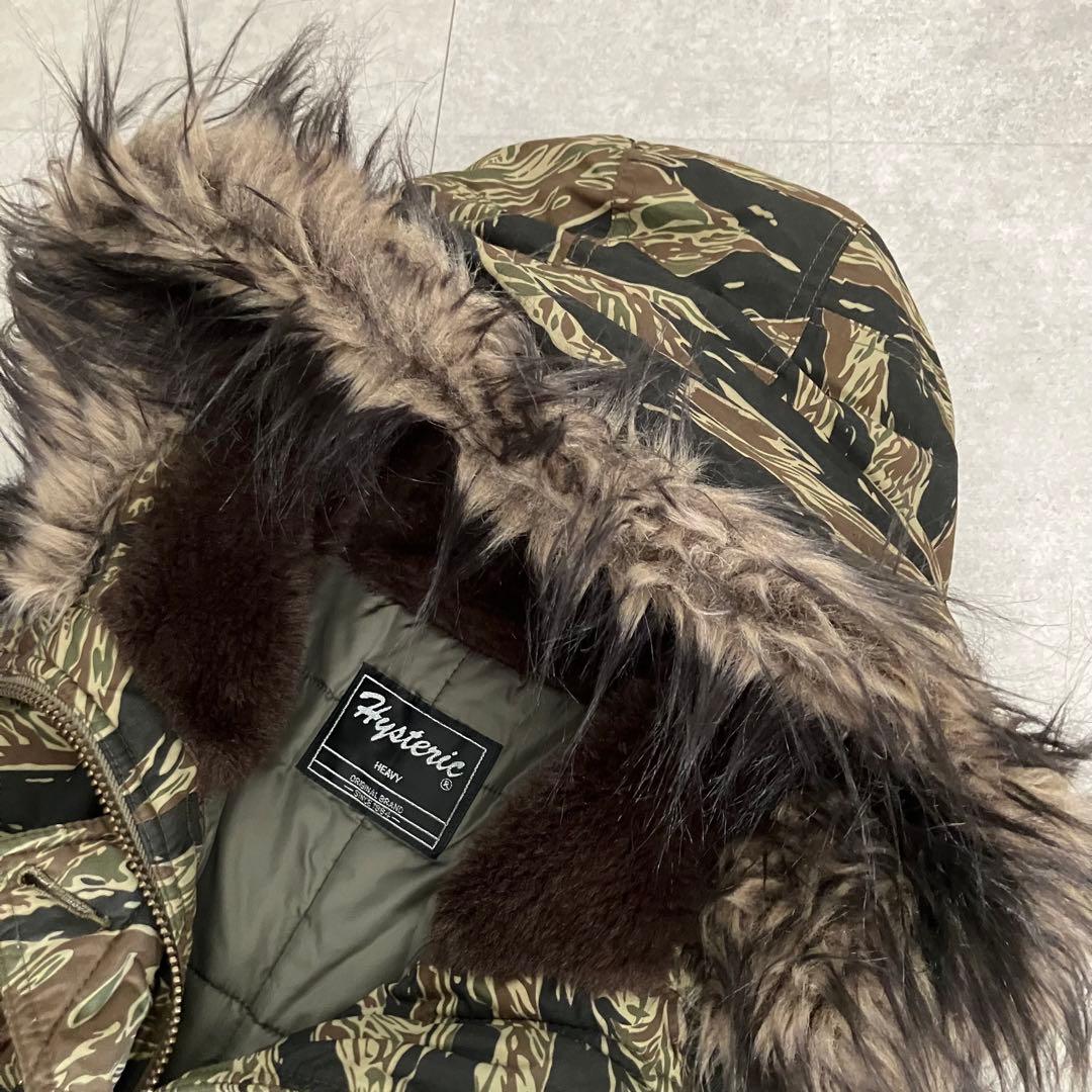 ヒステリックグラマー タイガーカモフラ柄 モッズコート/プリマロフト/sizeF