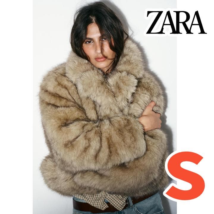 新品‼ ZARA ショートフェイクファーコート ライトベージュ S