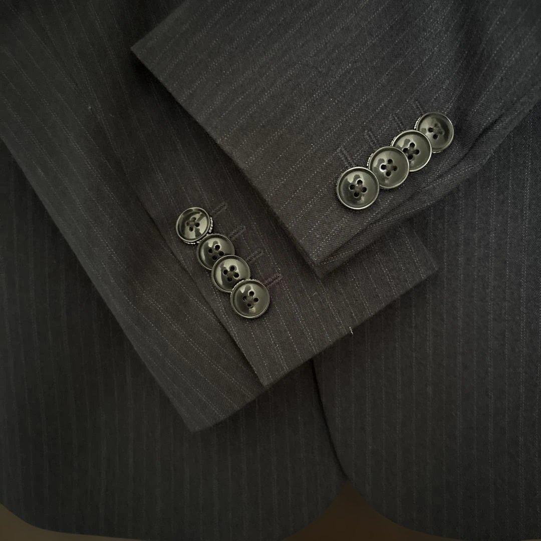 BEAMS EDSIGN紺色ストライプ スーツ(160cm)ワイシャツネクタイ付