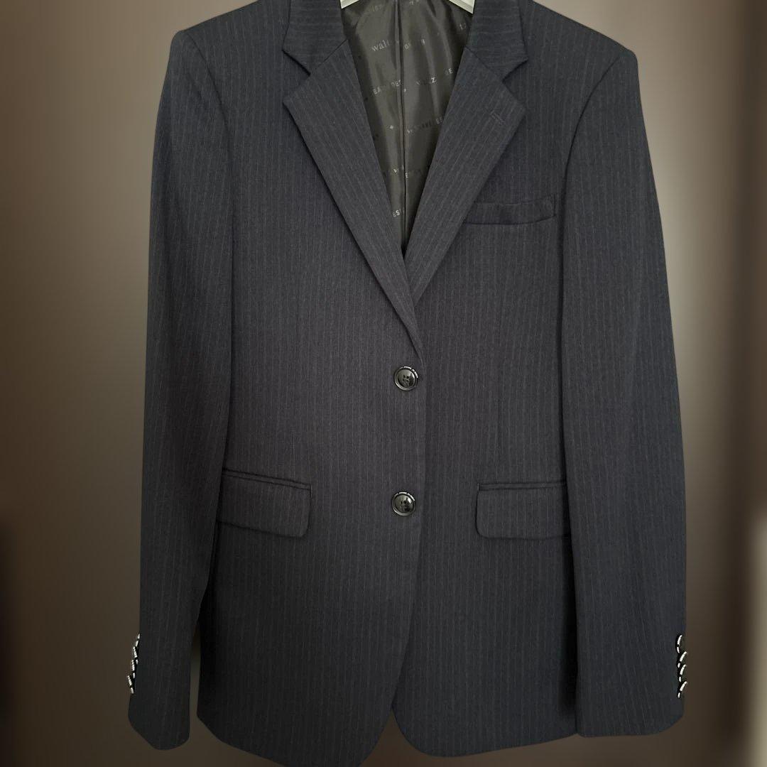 BEAMS EDSIGN紺色ストライプ スーツ(160cm)ワイシャツネクタイ付