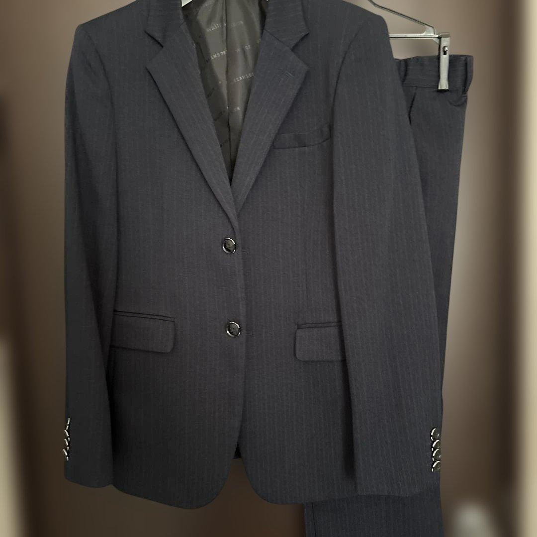 BEAMS EDSIGN紺色ストライプ スーツ(160cm)ワイシャツネクタイ付