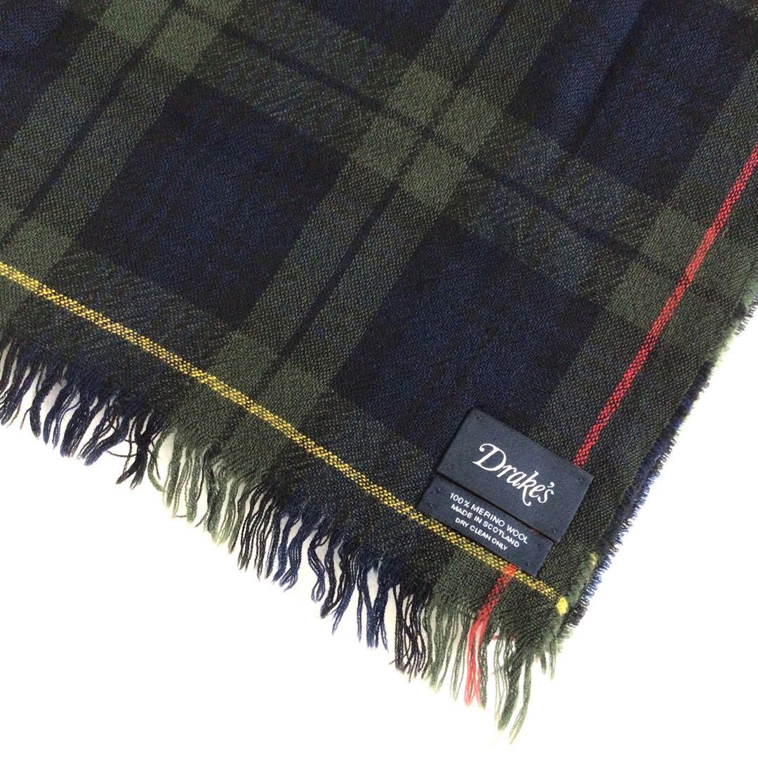 【廃盤希少】Drake’s ネイビーチェックメリノスカーフ アナトミカ 西口修平