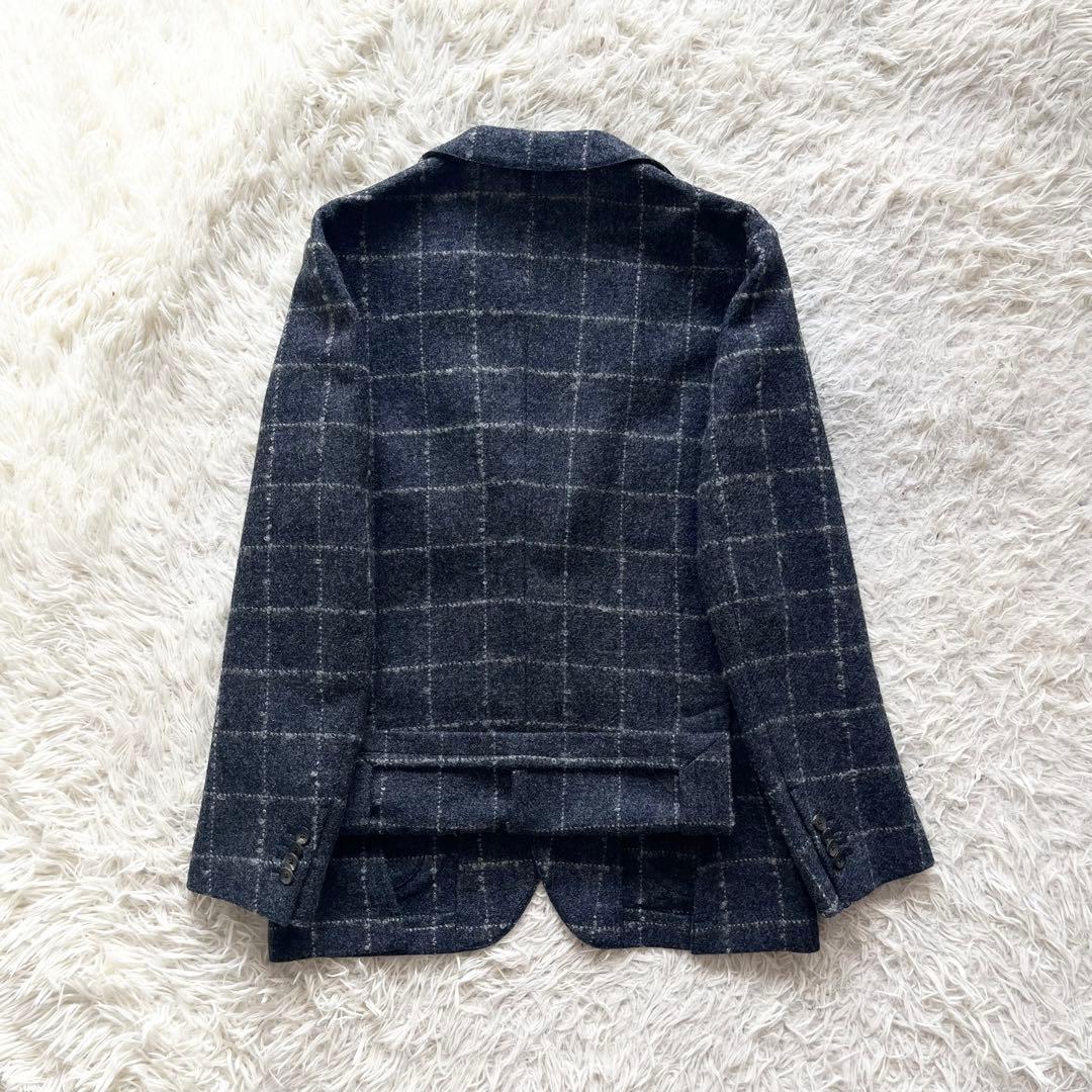 <美品>LARDINI ネイビー ウール ジャケット ブートニエール サイズ48