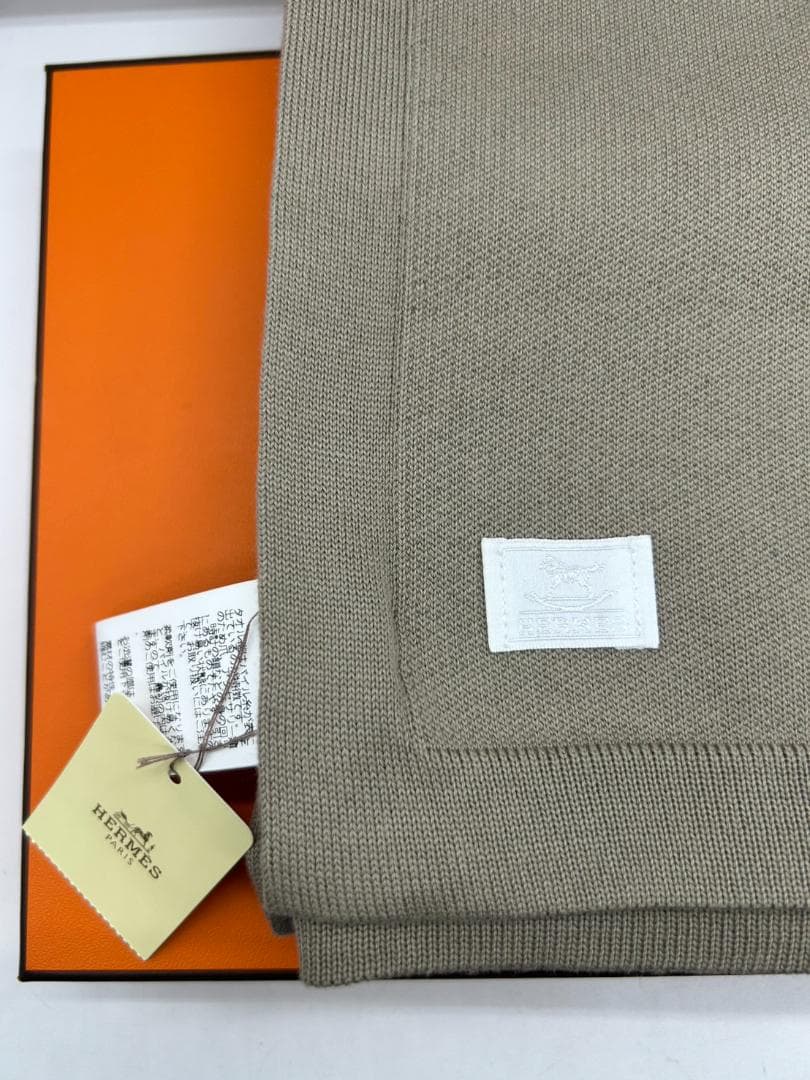 ★【新品未使用】HERMES 綿100％　ベビータオル　おくるみ　ベージュ