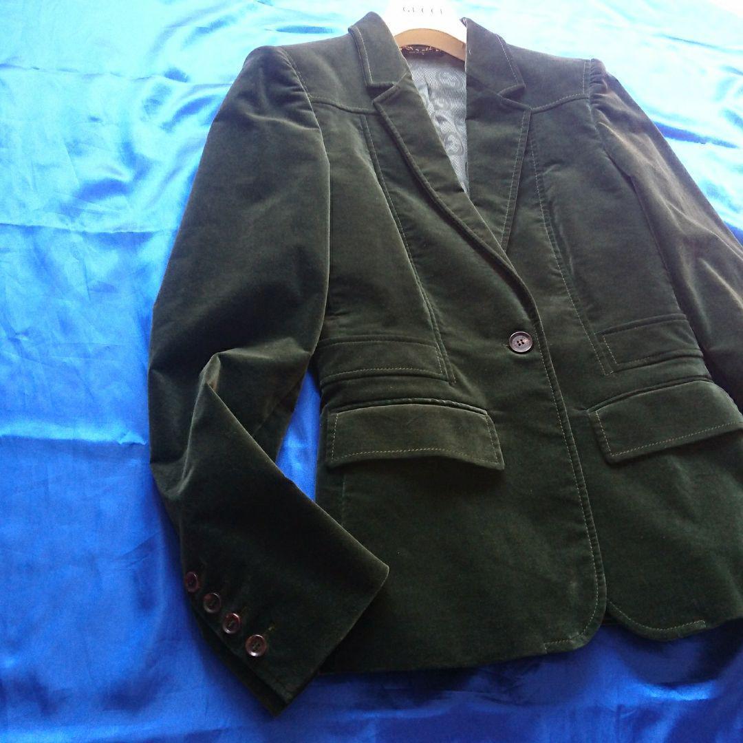 大人クール♪正規品グッチGUCCI　テーラードジャケット　グリーン系　４４サイズ