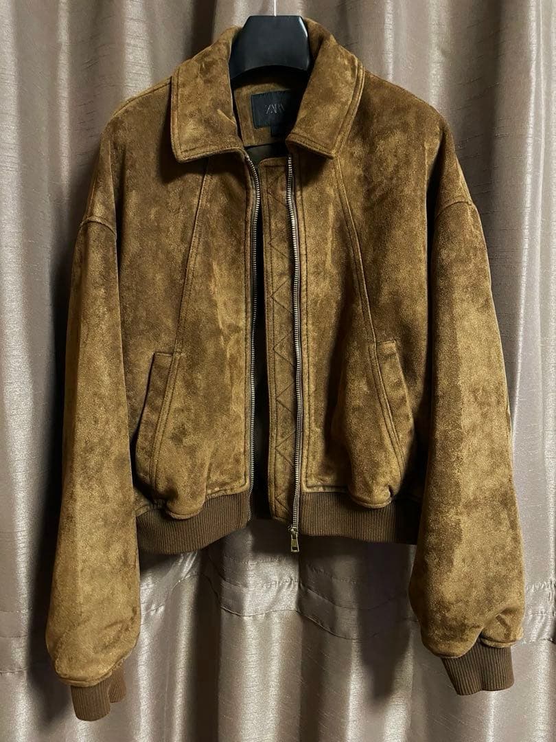 ZARA ザラ　フェイクスエードジャケット　ダークブラウン