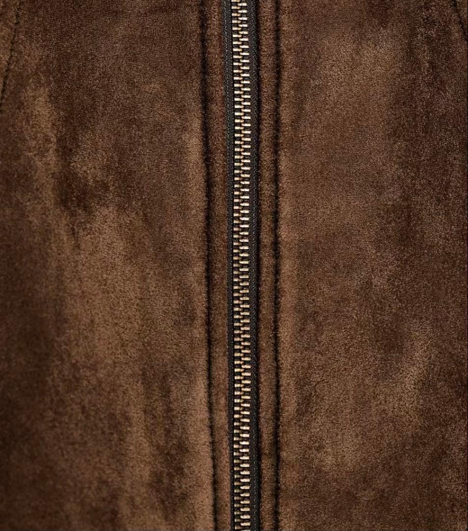 ZARA ザラ　フェイクスエードジャケット　ダークブラウン