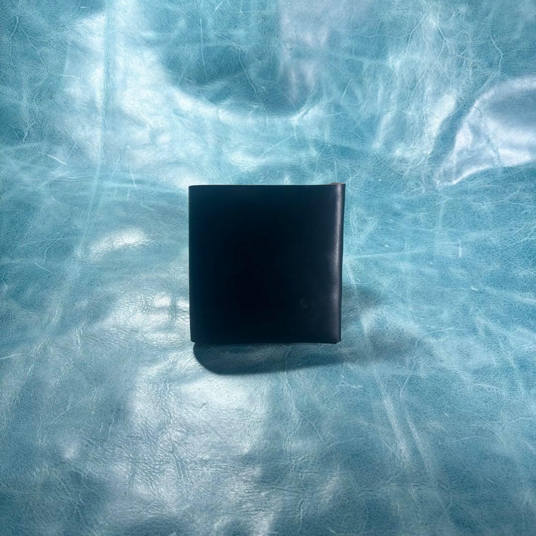 ハンドメイド　二つ折り　革財布　クロムエクセル　黒色　真鍮　cx-hw-000