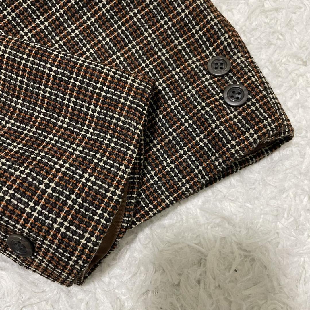 ロロピアーナ ミンクツイードテーラードジャケット チェック柄 ブラウン Mサイズ