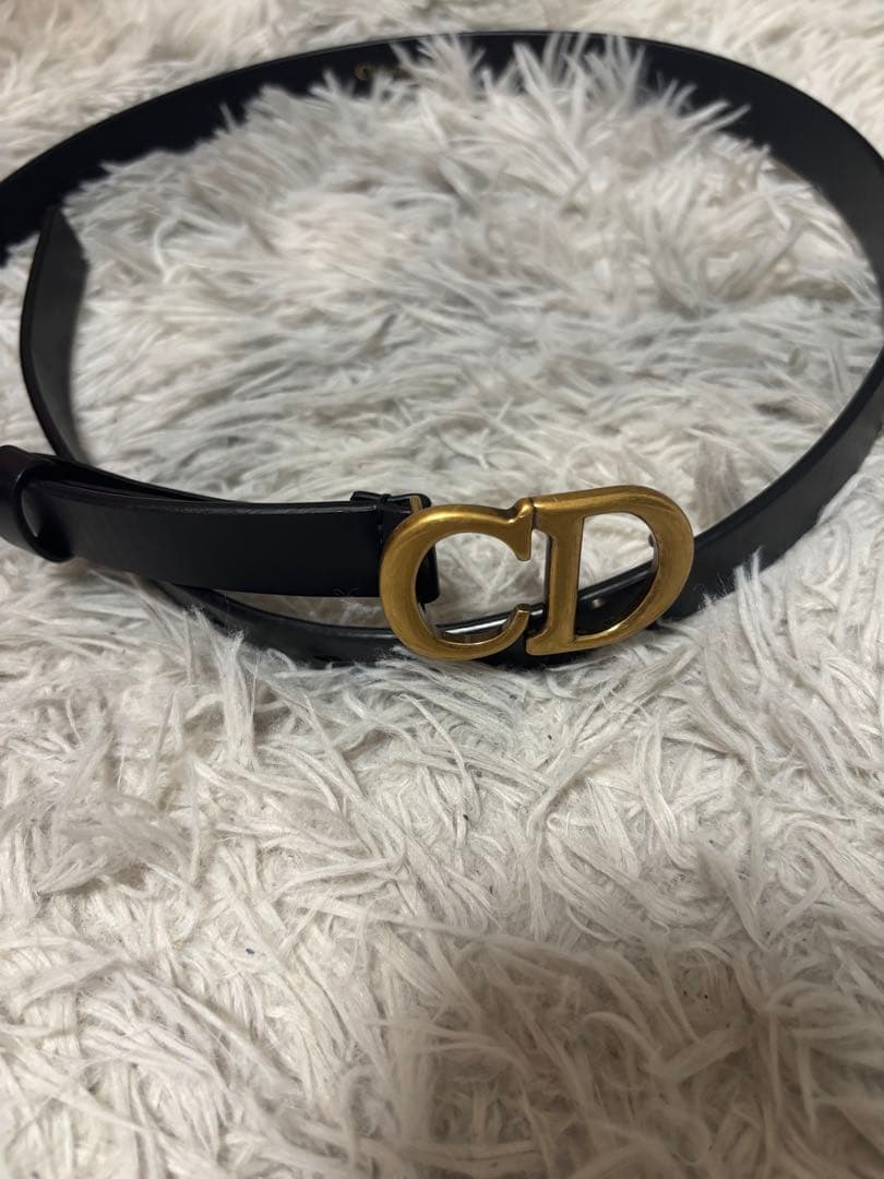 Christian Dior ブラックレザーベルト CDロゴ