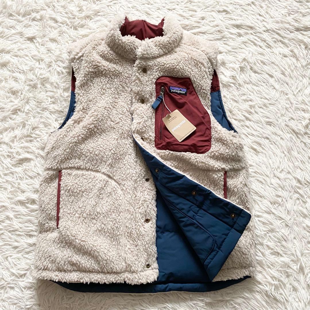 新品タグ付★パタゴニア　リバーシブル　ダウンベスト　ビビー　ボア　男女兼用　S