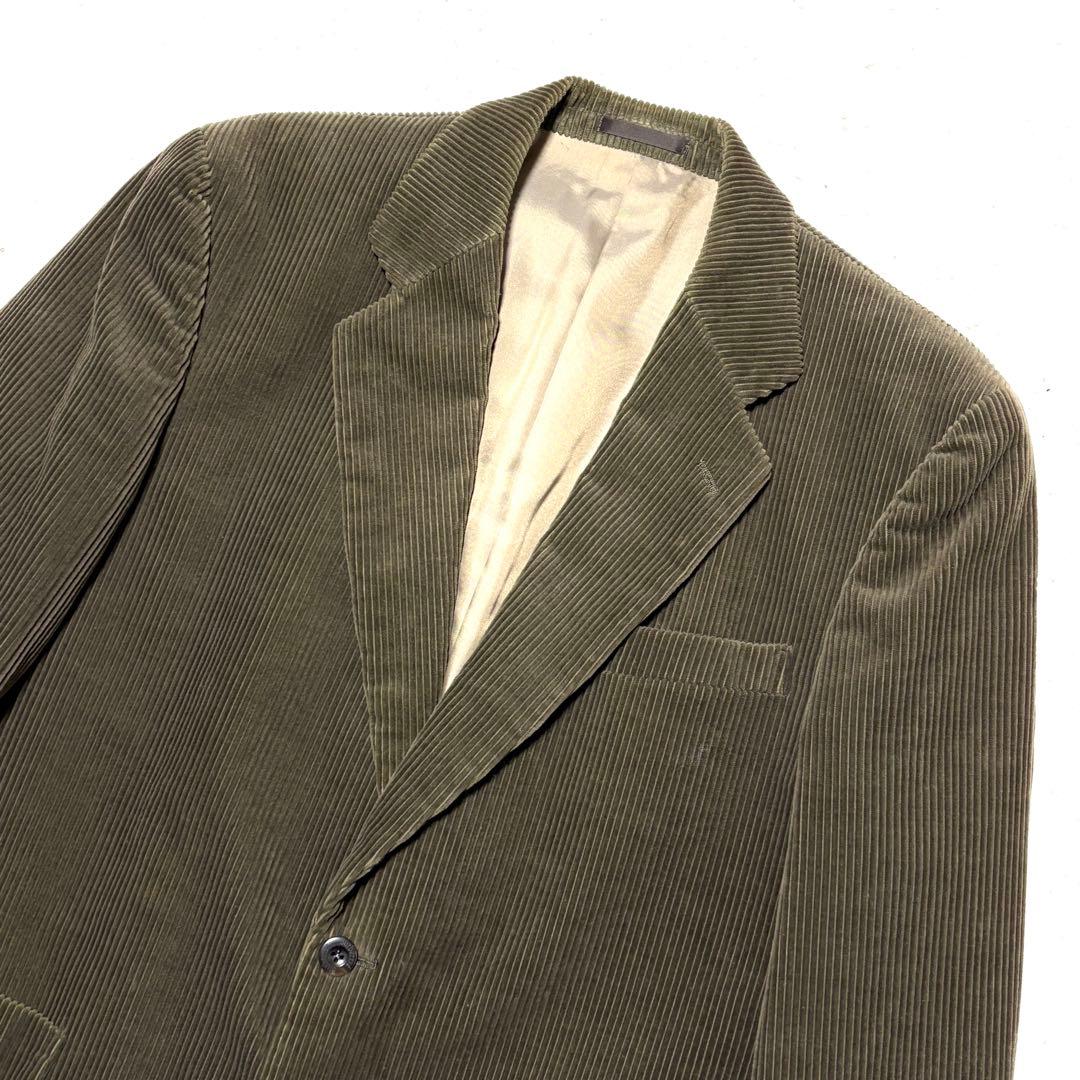 バーバリー 太畝コーデュロイ テーラードジャケット 2B カーキ L